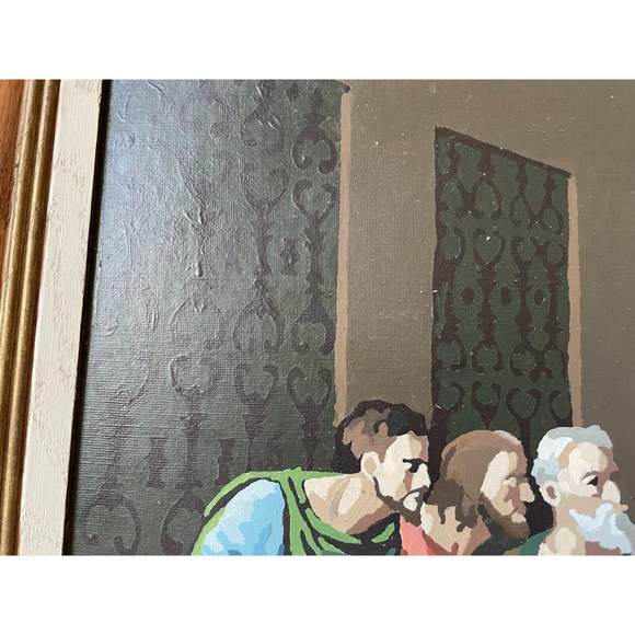 The Last Supper Paint By Number Completed & Framed Painting Vintage 18" x 35" - Picture 4 of 12